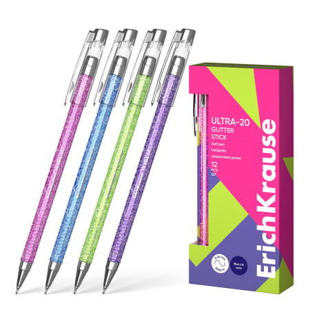 Ручка шариковая Erich Krause "Ultra-20 Glitter Stick" 0,7мм., синий (61032)