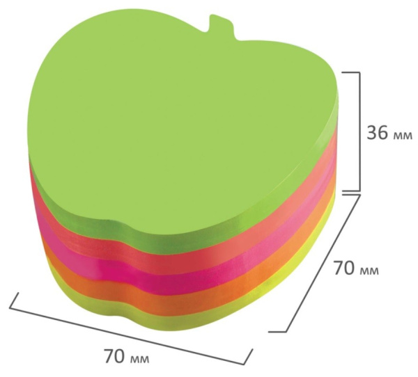 Блок самоклеящийся BRAUBERG "Яблоко" 400л., 5цв. (126693)