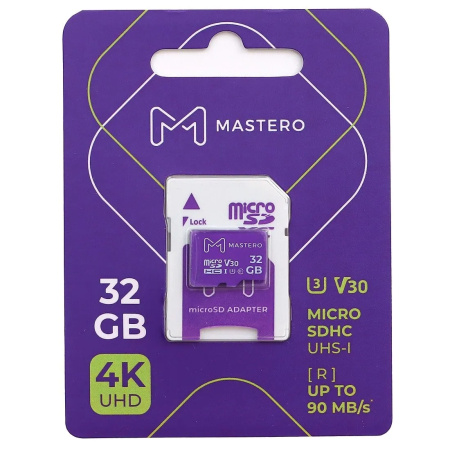 Карта памяти MicroSDHC 32Gb Mastero Class10, UHS-I U3 [MB-32-MSD](SD адаптер)