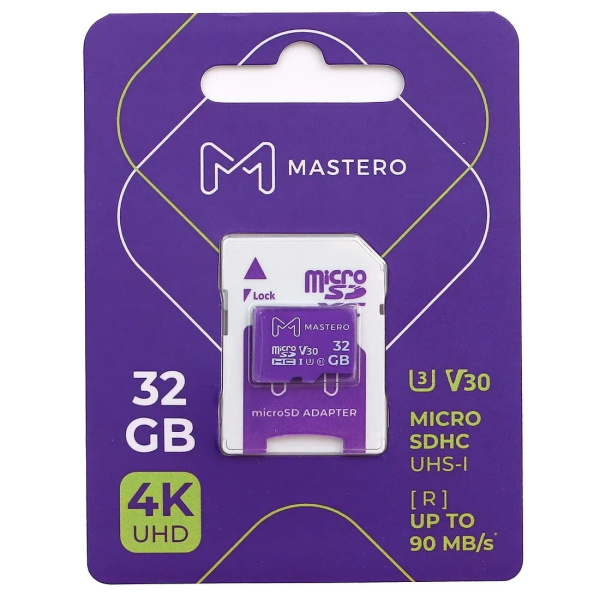 Карта памяти MicroSDHC 32Gb Mastero Class10, UHS-I U3 [MB-32-MSD](SD адаптер)