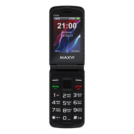 Сотовый Maxvi E10ds Black 2sim/2.8"/240*320/microSD/1.3МП/Bt/2000мАч/раскладушка