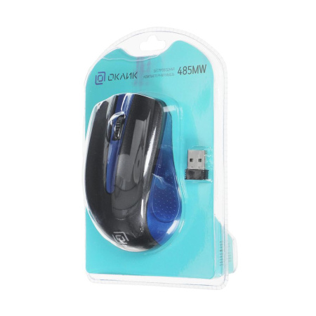 Мышь беспроводная Oklick 485MW оптическая, 1200dpi, радиус действия до 10м, Black/Blue