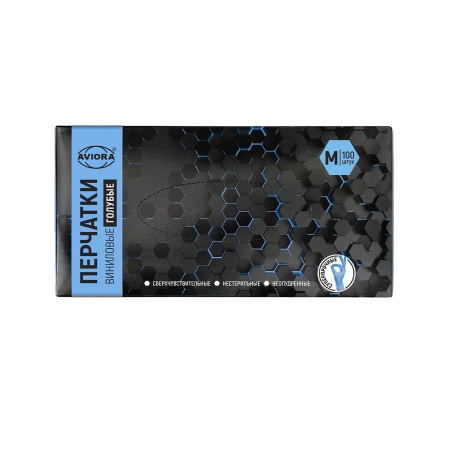 Перчатки виниловые Aviora неопудренные, M, 100шт., (50 пар) 402-916
