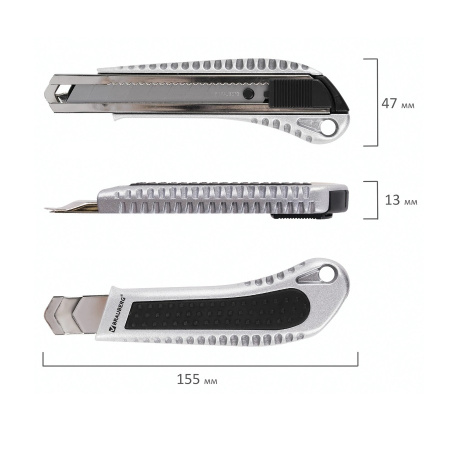 Нож 18мм. BRAUBERG "Metallic", метал. корпус (235401)