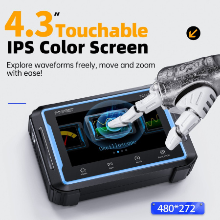 Осциллограф-мультиметр Fnirsi 2C53P, 2-к, 50Мгц, 250Мв/с, 4.3" 480*272
