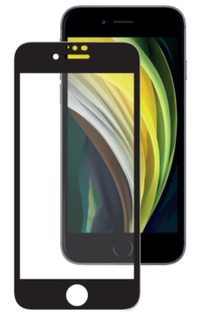 Защитное стекло для iPhone 6/7/8/SE (2020) 3D Full Glue 0.3 мм, Черная рамка, Deppa (62648)