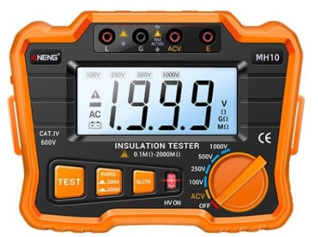 Измеритель сопротивления изоляции (мегаомметр) Aneng MH10, 0.1МОм..2ГОм, 250..1000в