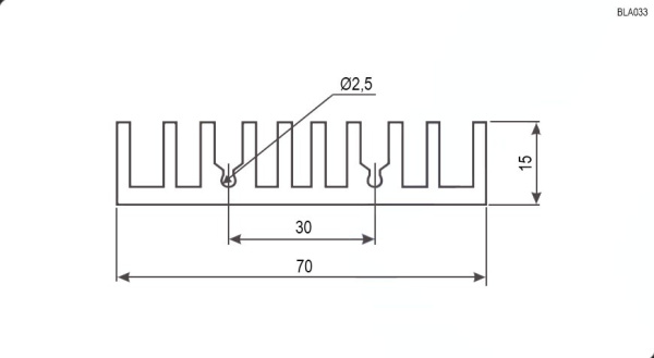 Радиатор  70*50*15мм, алюминий, BLA033-50