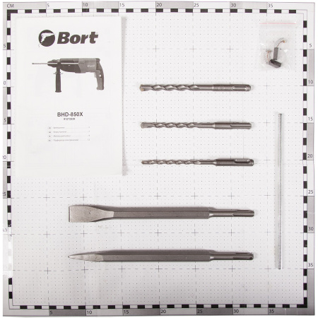 Перфоратор Bort BHD-850X 850Вт, 3 реж., 3.2Дж, 0-1300 об/мин, 0-5500 уд/мин, реверс, SDS-plus