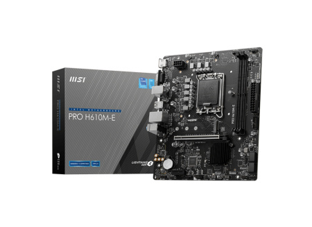 Мат.плата S1700 H610 MSI H610 MSI PRO H610M-E (mATX,2DDR5,M.2,PCI-E16,PCI-E,4SATA3,VGA,HDMI,PC5600)