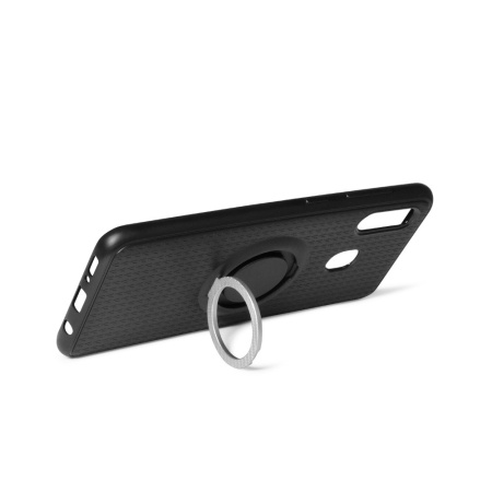 Чехол силиконовый для Samsung Galaxy A40 DF sBlackRing-03 черный,противоударный,с кольцом-держателем