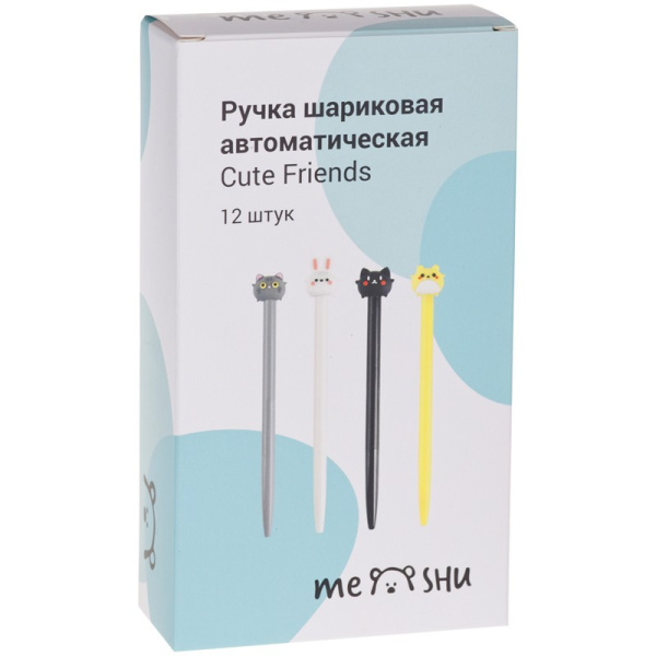 Ручка шариковая MESHU "Cute Friends" 0,7мм, автомат, синяя (296372)
