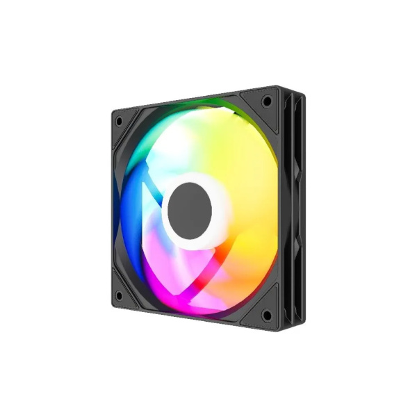Кулер в корпус 120х120х25 Powercase (M53-12 ARGB) Black (600-1800prm/4pin PWM (M+F)+ 3pin ARGB (M+F)/48.32 CFM/25.5дБ/подшипник гидравлический/ARGB)