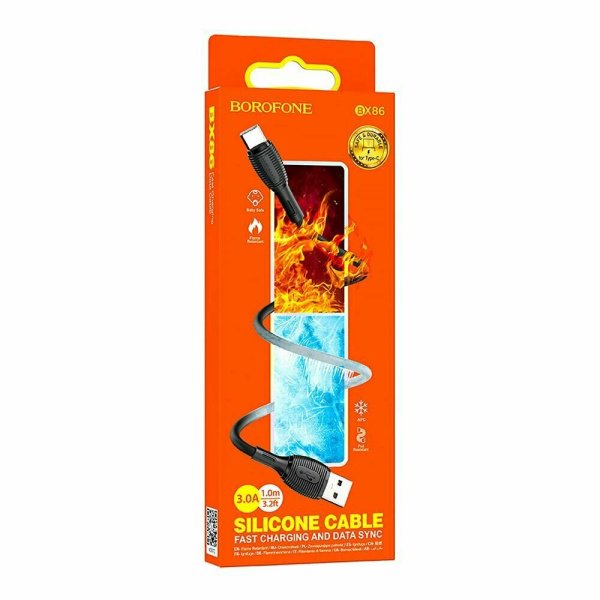 Кабель USB Type-C (m) - USB(m) BOROFONE BX86, 1м, 3.0A, черный