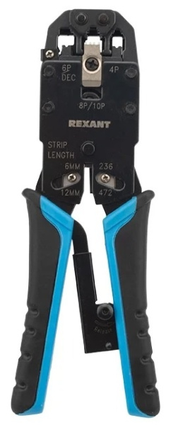 Кримпер Rexant HT-200R 12-3442-1, RJ50 10p10c, RJ45 8p8c, RJ12 RJ11 6p6c 6p4c 6p2c, RJ9 4p4c 4p2c
