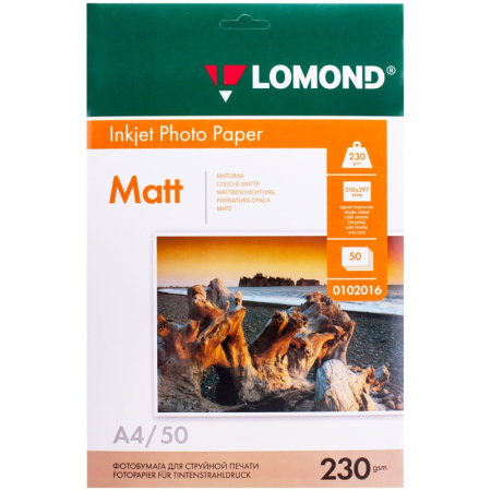 Бумага Lomond 230 г/м2, A4, матовая, 50л. (0102016) Бумага Lomond 230 г/м2, A4, матовая, 50л. (0102016)