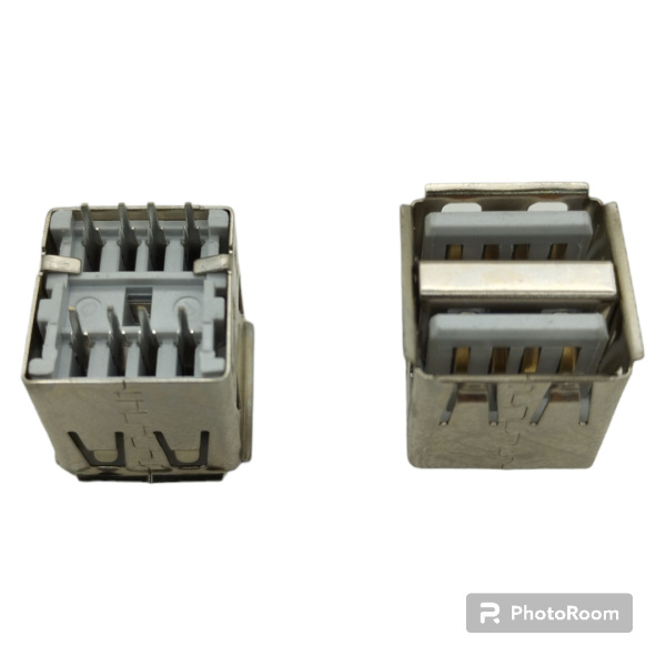 Разъём USB, сдвоенное гнездо, на плату, прямой, высота 14.2мм