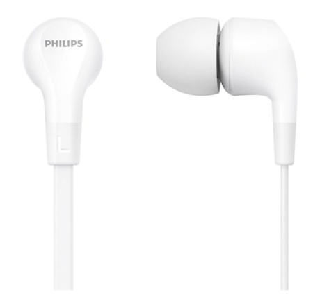Гарнитура проводная Philips TAE1105WT/00 вставные, 16 Ом, 102дБ, кабель 1.2м Белый