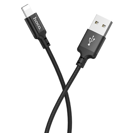 Кабель Lightning (m) - USB(m) HOCO X14, 2.0A, 2м, черный,текстильный