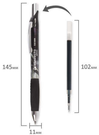 Ручка гелевая BRAUBERG "Jet Gel" 0,4мм., автомат, черная (142691)