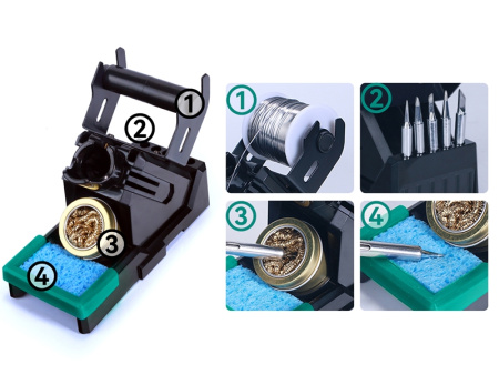 Паяльная станция Yihua 948D Q-III, паяльник 200..480°С, дымоуловитель, держатель плат, 200вт