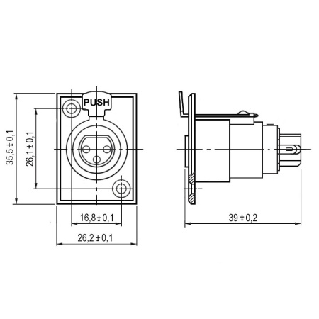 Разъем XLR гнездо, на корпус, с фиксатором, крепеж на винты, JD-394/AUB-81
