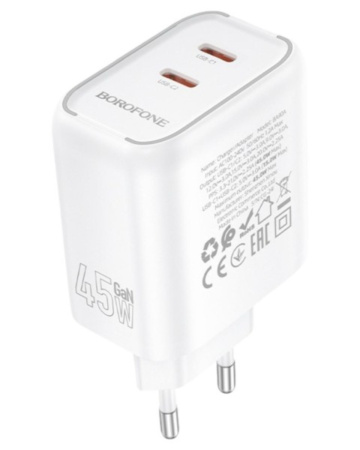 Зарядное_устройство - TypeC*2 45W GaN BOROFONE BA90A белый