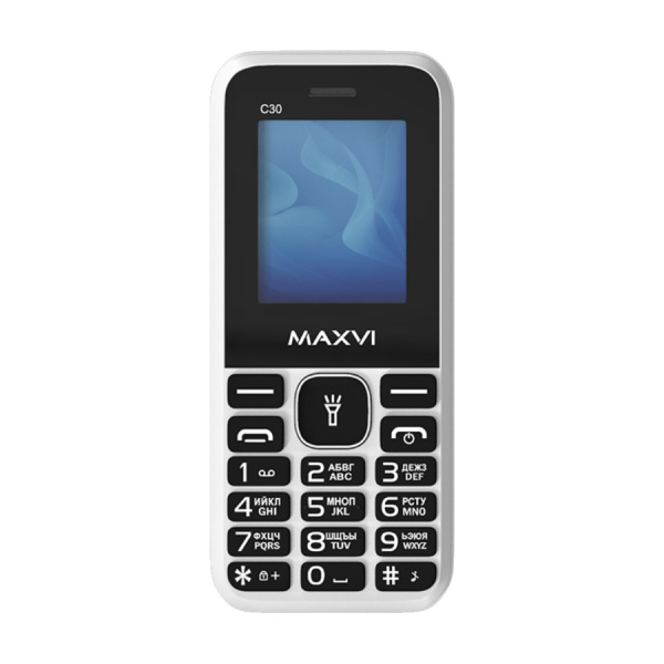 Сотовый Maxvi C30 White 2sim/1.77"/160*128/microSD/0.3МП/Bt/600мАч/моноблок