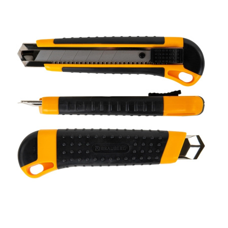 Нож 25мм. BRAUBERG EXTRA автофиксатор, резиновые вставки, 238731