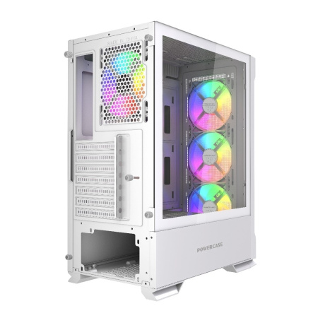 Корпус ATX Б_БП Powercase Mistral AZ4W ARGB (USB3.0,Audio,белый,Mesh,TG,4х120мм ARGB fans,CPU Cooler до 175мм, VGA до 305мм)[CMAZW-A4]