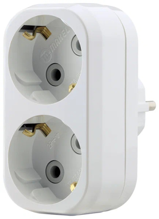 Сетевой электрический разветвитель 2розетки, 16А, белый, с землей, двойник, Makel Mimoza 10031