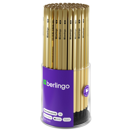Карандаш ч/гр. BERLINGO "Pure Gold" HB, черн. дерево, трехгран. (BP01330)