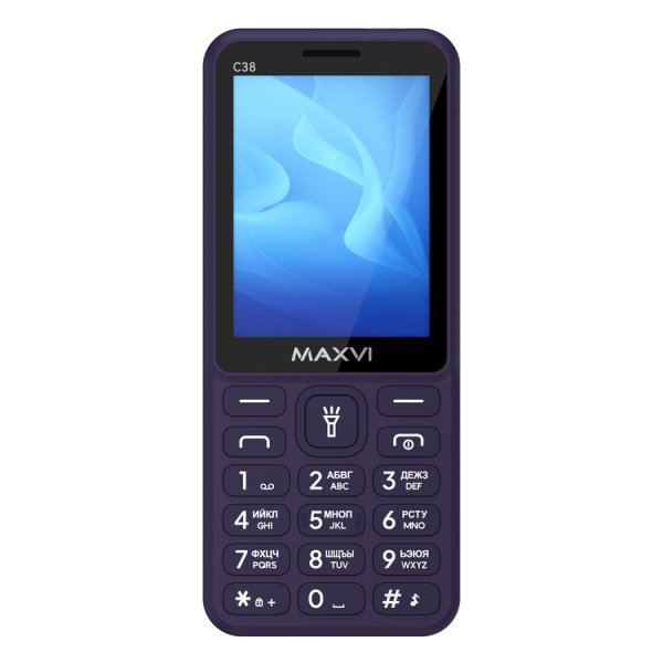 Сотовый Maxvi C38 Purple 2sim/2.8"/240*320/microSD/0.5МП/Bt/1800мАч/моноблок