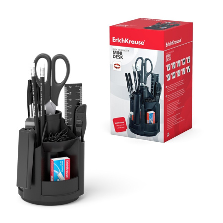 Настольный органайзер Erich Krause "Mini desk" 12 предметов, черный (ЕК11)