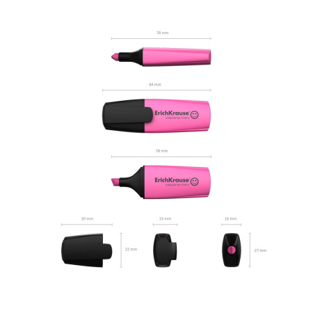 Маркер текстовыделитель Erich Krause Visioline V-12 Mini Neon, розовый (42755)