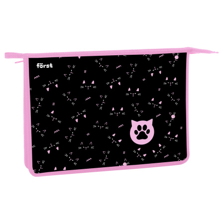 Папка для тетрадей А4 Först 1 отд "Kitty", пластик, на молнии (FT-PP-A40402)