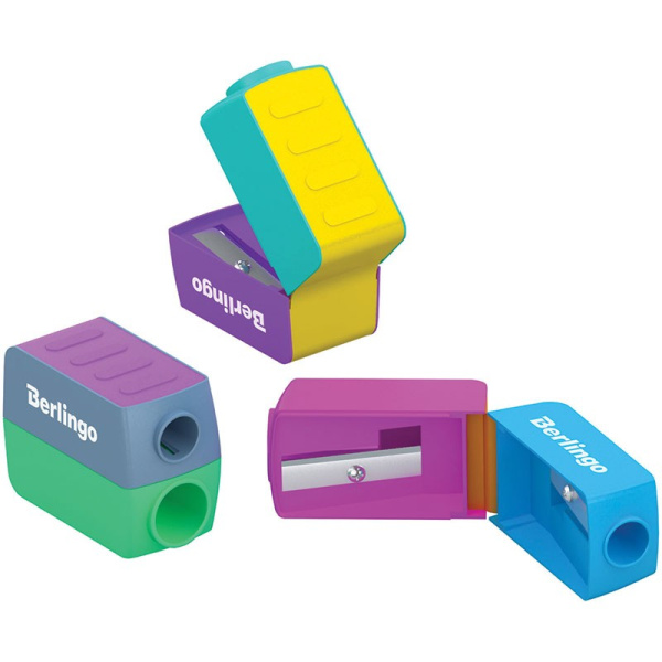 Точилка Berlingo "ColorShift", 2 отверстия, контейнер, ассорти (BBp_15031)