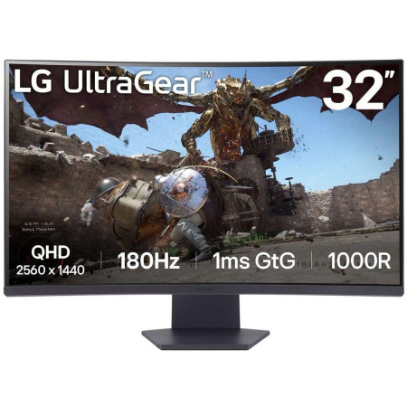 Монитор 31.5" LG 32GS60QC-B Black (VA, 2560x1440, HDMI+HDMI+DP, 1 ms, 178°/178°, 300 cd/m, 3000:1, 180Hz, Curved 1000R)