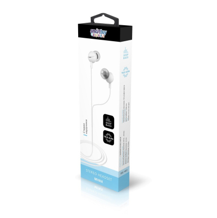 Наушники Smartbuy MINX, 10мм, сменные амбушюры, L-штекер, Белый SBE-402