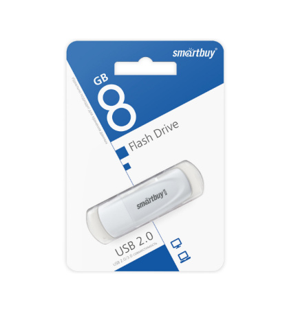 Флеш-накопитель USB2.0 8GB SmartBuy Scout (SB008GB2SCW) белый
