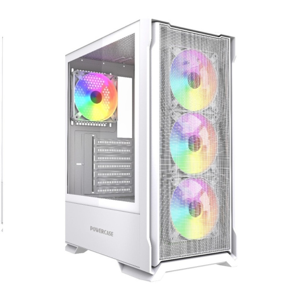 Корпус ATX Б_БП Powercase Mistral AZ4W ARGB (USB3.0,Audio,белый,Mesh,TG,4х120мм ARGB fans,CPU Cooler до 175мм, VGA до 305мм)[CMAZW-A4]