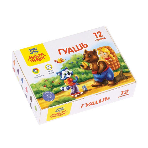 Гуашь 12цв. Мульти-Пульти 10мл. "Енот в сказке" (ГК_43560)