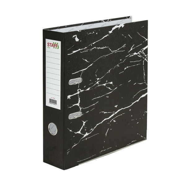 Папка-регистратор 75мм. STAFF "Profit"  мрамор, черная (272009)