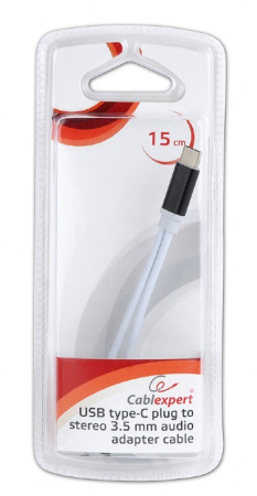 Переходник USB Type-C (M) - Jack3.5+Type-C (F) Cablexpert CCA-UC3.5F-02 0.15cm Black
