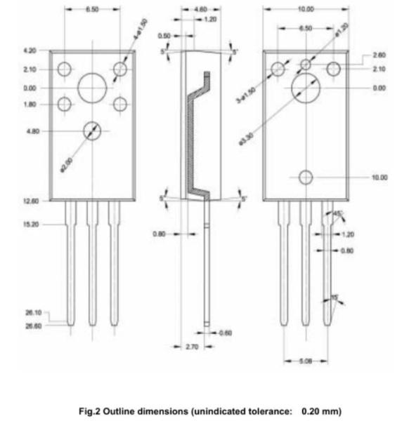 транзистор BJT 2SC4804 (mark C4804) 600V 3A NPN hfe10 TO220 30W