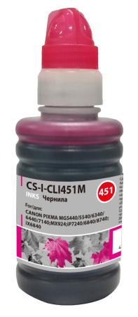 Чернила Cactus CS-I-CLI451M для Canon Pixma iP8740/MG6340/MG6440/MG6640/MG7140/MG7540 Пурпурный 100м
