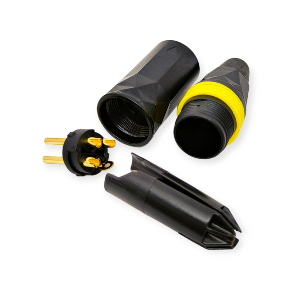 Разъем XLR штекер, на кабель, металл, желтый