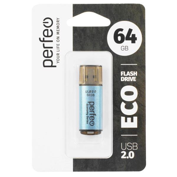 Флеш-накопитель USB2.0 64G Perfeo E04 (PF-E04N064ES) синий