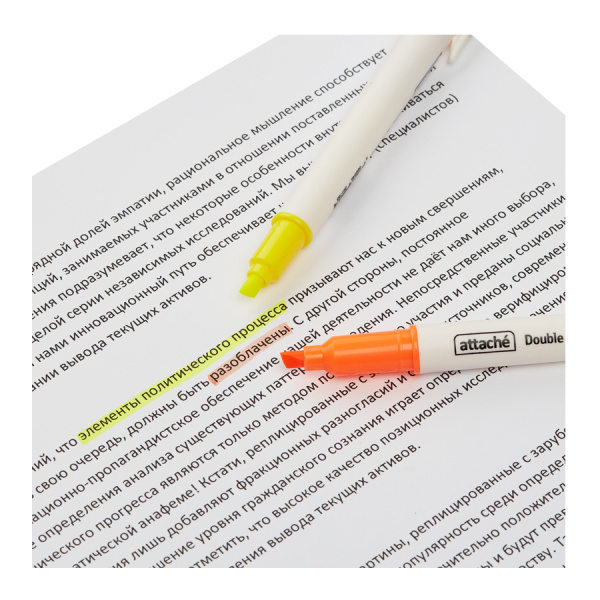 Маркер текстовыделитель Attache "Double" желтый/оранж. 1-4 мм (958566)