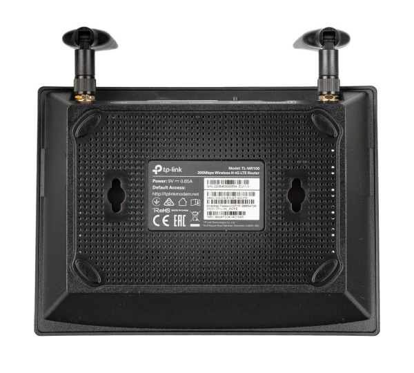 Маршрутизатор TP-Link TL-MR100 802.11b/g/n 300_Mbps 2xLAN SIM 4G/3G черный